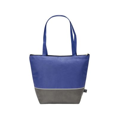 Сумка-холодильник Reviver с длинными ручками из нетканого переработанного материала RPET, синий/серый-2