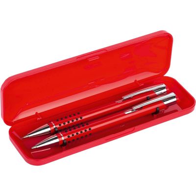 Набор Онтарио: ручка шариковая, карандаш механический, красный/серебристый-1