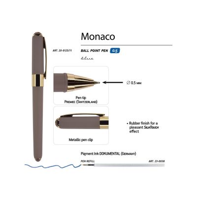 Ручка пластиковая шариковая Monaco, 0,5мм, синие чернила, серый-2