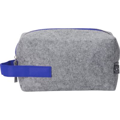 Косметичка из РПЕТ фетра с ручкой Felt, серый с синим-4