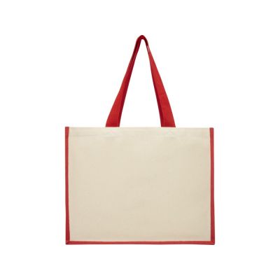 Сумка-тоут Varai для покупок из холщового хлопка и джута (плотность 320 г/м2), красный-2