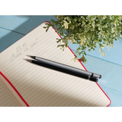 Вечный карандаш Eternal со стилусом и ластиком, серебристый-3