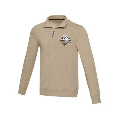 Tin унисекс-свитер с молнией на четверть из переработанных материалов Aware™ - Oatmeal-3