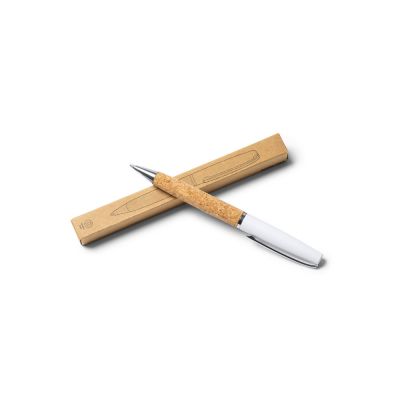 Ручка шариковая ALTON из натуральной пробки и металла, натуральный/серебристый-2