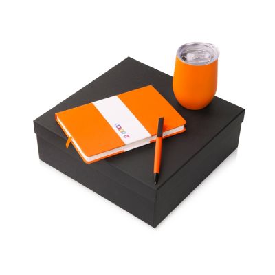 Подарочный набор c блокнотом C2, ручкой и термокружкой, оранжевый-0