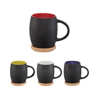 Керамическая чашка Hearth с деревянной крышкой-костером, черный/белый-4