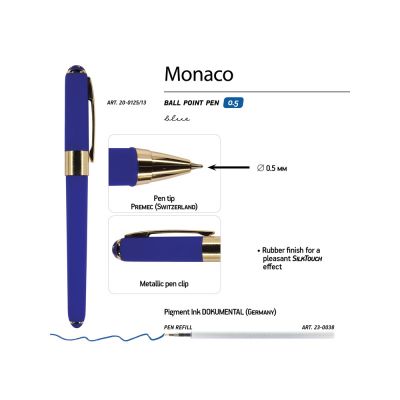 Ручка пластиковая шариковая Monaco, 0,5мм, синие чернила, сине-фиолетовый-2