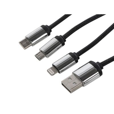 Кабель 3-в-1 с подсветкой логотипа Ion, черный-2