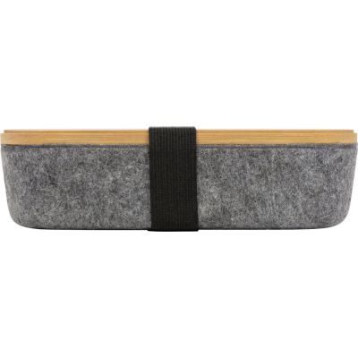 Пенал с линейкой и подставкой для телефона из бамбука Haruki, серый-2