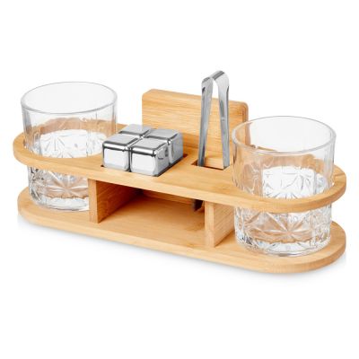 Набор для виски на бамбуковой подставке Boulevardier-0