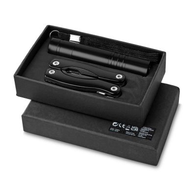 Подарочный набор Scout с многофункциональным ножом и фонариком, черный-0