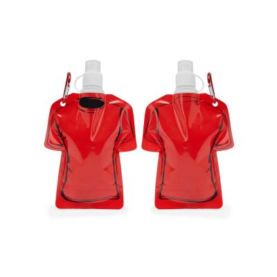 Гибкая емкость для питья MANDY в форме футболки, 470 мл, красный-2