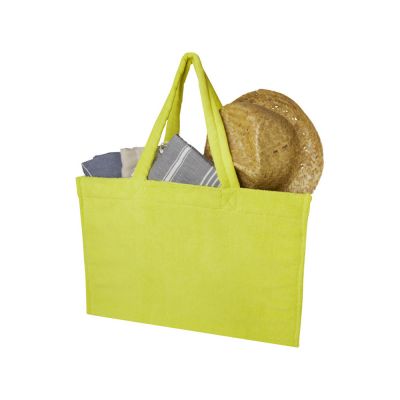 Пляжная эко-сумка Siam объемом 13 л из переработанной махровой ткани, сертифицированной GRS - Лайм-2