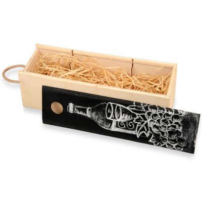 Пенал на 1 бутылку с грифельной крышкой, натуральный-1