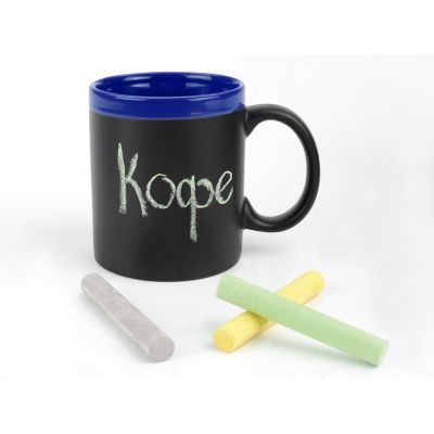 Кружка с покрытием для рисования мелом Да Винчи, черный/синий-1