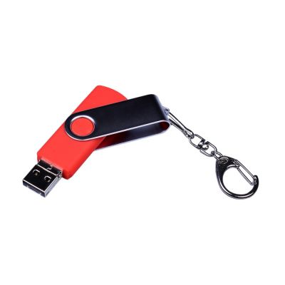 USB-флешка на 64 ГБ поворотный механизм, c двумя дополнительными разъемами MicroUSB и TypeC, красный-1