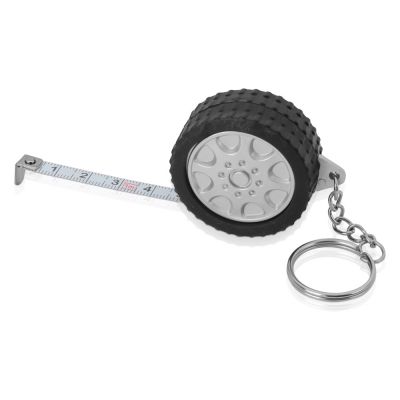 Брелок-рулетка Шина, 1 м., черный/серебристый-1