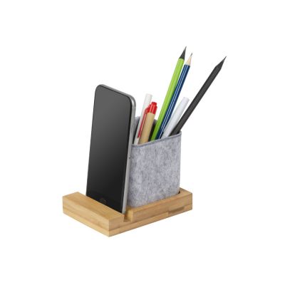 Подставка для ручек и телефона из бамбука Takeshi, серый-1