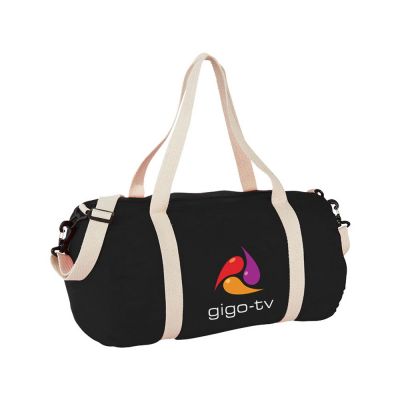 Хлопковая сумка Barrel Duffel, черный/бежевый-3