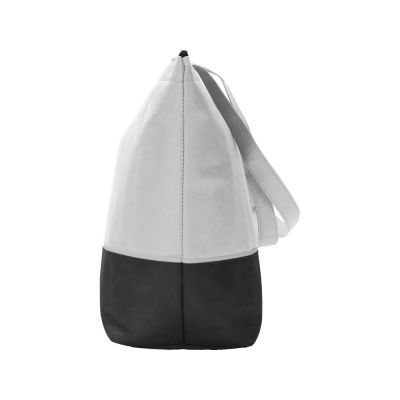 Сумка-холодильник Reviver с длинными ручками из нетканого переработанного материала RPET, белый/черный-4