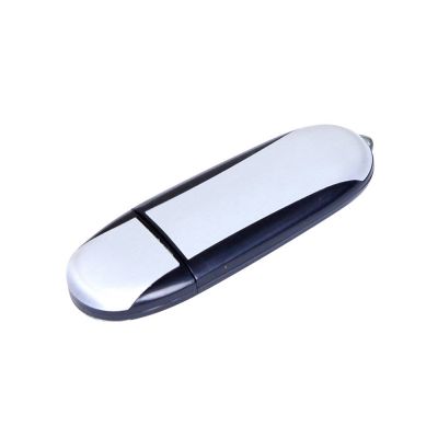 Флешка промо овальной формы, 16 Гб, серебристый/черный-0