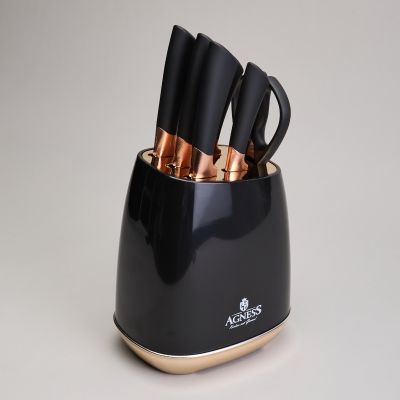 НАБОР НОЖЕЙ AGNESS  НА ПЛАСТИКОВОЙ ПОДСТАВКЕ, 7 ПРЕДМЕТОВ-0