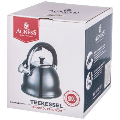 ЧАЙНИК AGNESS СО СВИСТКОМ 3,0 Л НЖС, ТЕРМОАККУМУЛИРУЮЩЕЕ ДНО, ИНДУКЦИЯ (КОР=12ШТ)-1