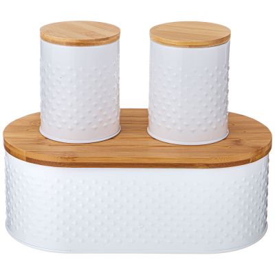 ХЛЕБНИЦА AGNESS 33,8Х18Х12СМ С 2-МЯ БАНКАМИ Д/СЫП. ПРОД. D10СМ, H11СМ, WHITE-0