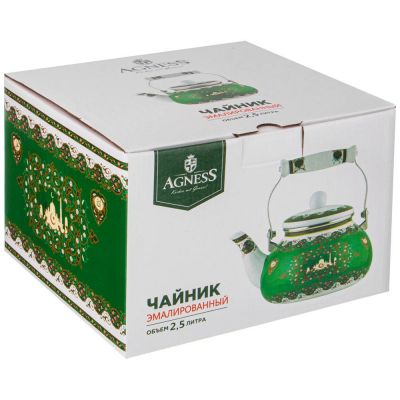 ЧАЙНИК AGNESS ЭМАЛИРОВАННЫЙ СЕРИЯ СУРА, 2,5 Л (КОР=8ШТ.)-1