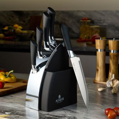 НАБОР НОЖЕЙ AGNESS НА ПЛАСТИКОВОЙ ПОДСТАВКЕ, 6 ПРЕДМЕТОВ-0