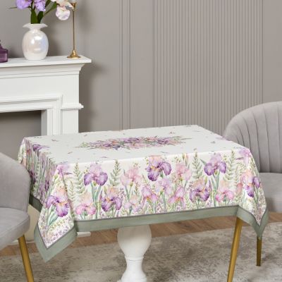 СКАТЕРТЬ ИРИСЫ 110Х140СМ ,БЕЛЫЙ, 100% ХЛОПОК,ТВИЛ ПРОПИТКА-11