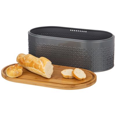 ХЛЕБНИЦА AGNESS 33,8Х18Х12СМ С 2-МЯ БАНКАМИ Д/СЫП. ПРОД. D10СМ, H11СМ, GREY-2