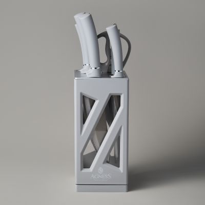 НАБОР НОЖЕЙ AGNESS НЖС НА ПЛАСТИКОВОЙ ВРАЩАЮЩЕЙСЯ ПОДСТАВКЕ 8 ПР.-3