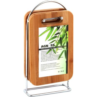 НАБОР ДОСОК ДЕРЕВЯННЫХ НА ПОДСТАВКЕ AGNESS 5 ПР. 23*15*1 СМ. (КОР=8НАБОР.)-0