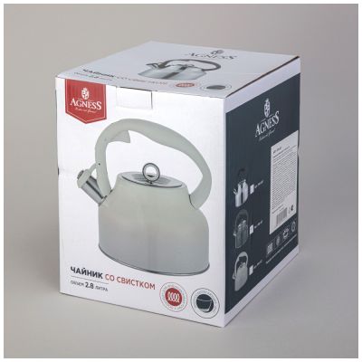 ЧАЙНИК AGNESS СО СВИСТКОМ, 2,8 Л, ИНДУКЦИЯ, ЦВЕТ - СЕРЫЙ ГРАДИЕНТ-1
