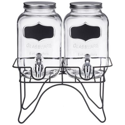 ДИСПЕНСЕРЫ ДЛЯ НАПИТКОВ 2 ШТУКИ ПО 4 Л НА ПОДСТАВКЕ 14*14*26 СМ-0