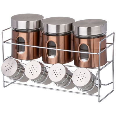 НАБОР БАНОК ДЛЯ СЫПУЧИХ ПРОДУКТОВ И БАНОЧЕК ДЛЯ СПЕЦИЙ НА МЕТАЛ. ПОДСТАВКЕ-0