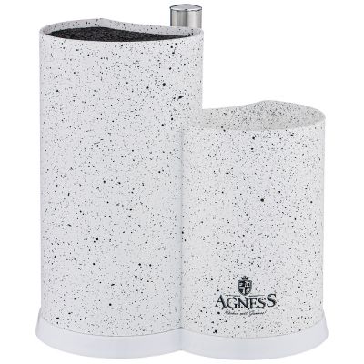 ПОДСТАВКА ДЛЯ НОЖЕЙ AGNESS УНИВЕРСАЛЬНАЯ C ДЕРЖАТЕЛЕМ ДЛЯ ПОЛОТЕНЕЦ, ВЫСОТА: 25*22*16СМ-0