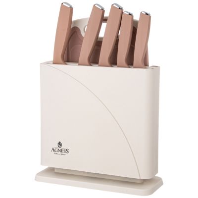 НАБОР НОЖЕЙ AGNESS НЖС НА ПЛАСТИКОВОЙ ПОДСТАВКЕ И РАЗДЕЛОЧНАЯ ДОСКА, 7 ПР.-3