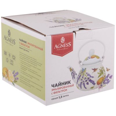 ЧАЙНИК AGNESS ЭМАЛИРОВАННЫЙ СО СЪЕМНЫМ ФИЛЬТРОМ ИЗ НЖС, СЕРИЯ