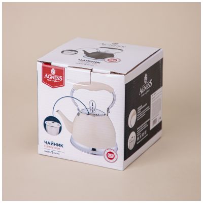 ЧАЙНИК AGNESS С ФИЛЬТРОМ, 1,0 Л C ИНДУКЦИОН. КАПСУЛЬНЫМ ДНОМ И СКЛАДЫВАЮЩЕЙСЯ РУЧКОЙ-1