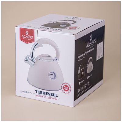 ЧАЙНИК AGNESS СО СВИСТКОМ, СЕРИЯ ТЮДОР, 2,5Л ТЕРМОАККУМУЛИРУЮЩЕЕ ДНО,ИНДУКЦИЯ,ИНДИКАТОР УРОВНЯ ВОДЫ-1