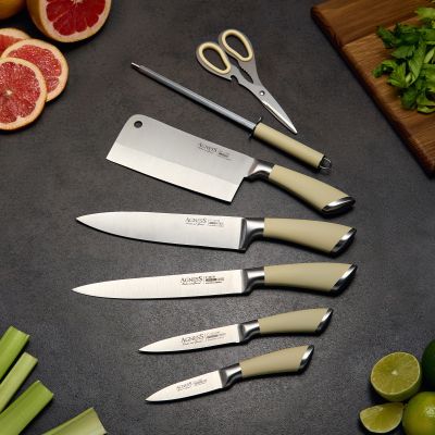 НАБОР НОЖЕЙ AGNESS НЖС  НА ПЛАСТИКОВОЙ ВРАЩАЮЩЕЙСЯ ПОДСТАВКЕ 8 ПР. (КОР=6НАБОР.)-2