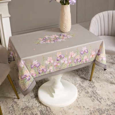 СКАТЕРТЬ ИРИСЫ 110Х140СМ ,СЕРЫЙ, 100% ХЛОПОК,ТВИЛ ПРОПИТКА-10