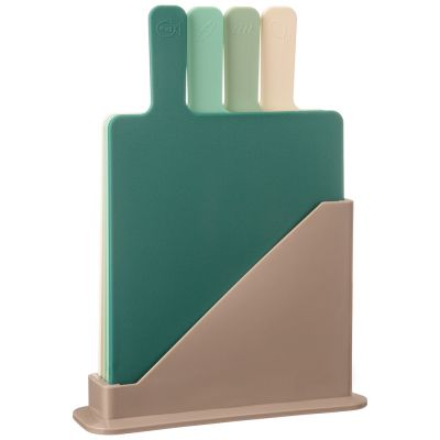 НАБОР РАЗДЕЛОЧНЫХ ДОСОК ИЗ 4 ШТ+ПОДСТАВКА 24*7.8*17CM ЦВЕТ:ЗЕЛЕНЫЙ-2