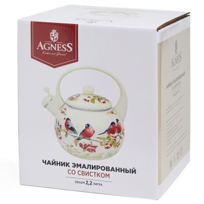 ЧАЙНИК AGNESS ЭМАЛИРОВАННЫЙ СО СВИСТКОМ СЕРИЯ 