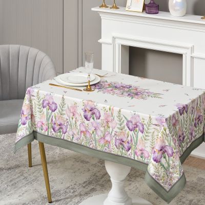 СКАТЕРТЬ ИРИСЫ 110Х140СМ ,БЕЛЫЙ, 100% ХЛОПОК,ТВИЛ ПРОПИТКА-9