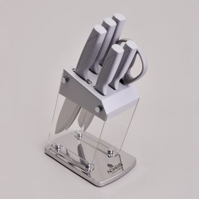 НАБОР НОЖЕЙ AGNESS  НА ПЛАСТИКОВОЙ ПОДСТАВКЕ, 7 ПРЕДМЕТОВ-0