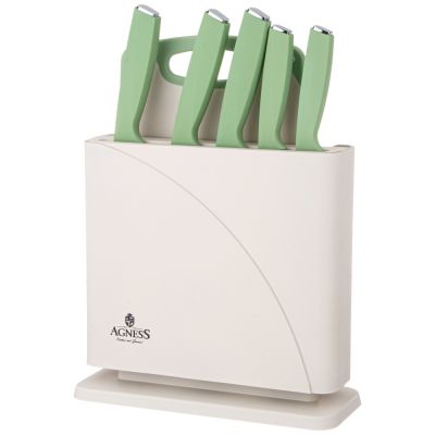 НАБОР НОЖЕЙ AGNESS НЖС НА ПЛАСТИКОВОЙ ПОДСТАВКЕ И РАЗДЕЛОЧНАЯ ДОСКА, 7 ПР.-3
