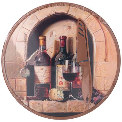 ДОСКА РАЗДЕЛОЧНАЯ С НОЖОМ ДИАМЕТР 27,5*1.2 СМ-1